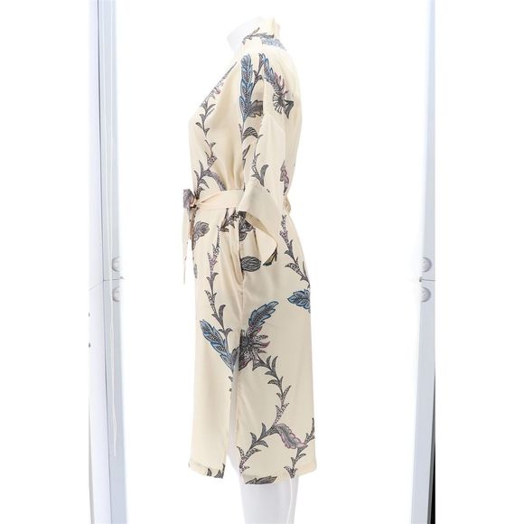 WynneLounge Matte Shine Washed Satin Maxi Robe Ecru Combo 7703593 - Picture 3 of 8